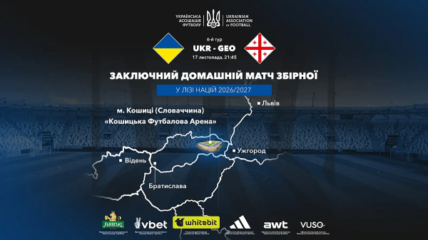 Офіційно. Ліга націй-2026/27: збірна України прийматиме Грузію у Кошицях